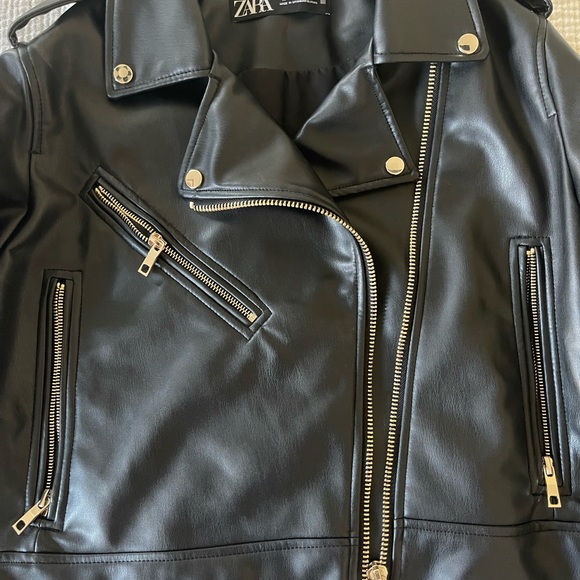 Zara Black Faux Leather Jacket - Picture 4 of 6